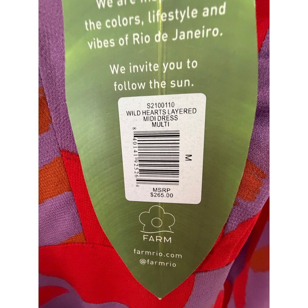 Farm Rio NEW Wild Hearts Layered Midi Dress, MED - Picture 5 of 9